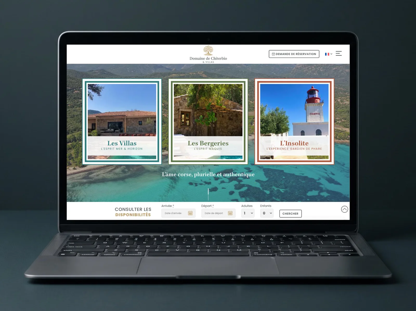 Domaine de Chiterbio, Porto-Vecchio, Refonte, identité et réservation en direct, visuel 1