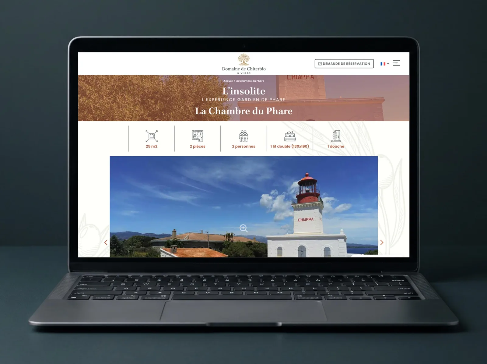 Domaine de Chiterbio, Porto-Vecchio, Refonte, identité et réservation en direct, visuel 2